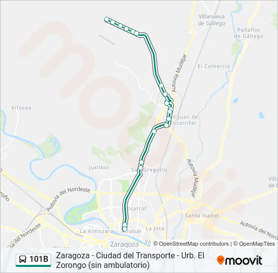 101B Bus Line Map