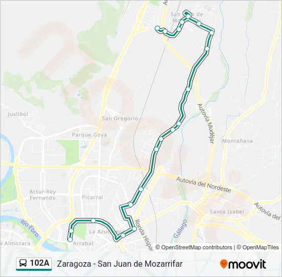 102A Bus Line Map