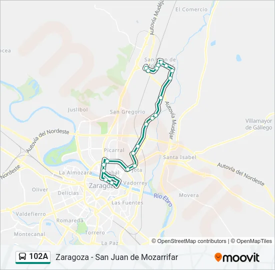 102A bus Mapa de línia
