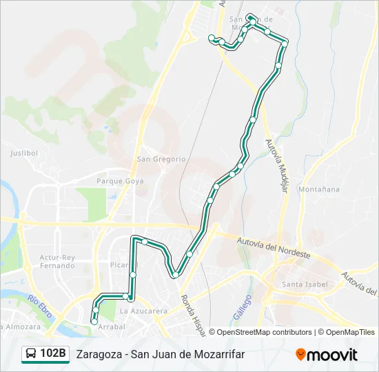 102B Bus Line Map