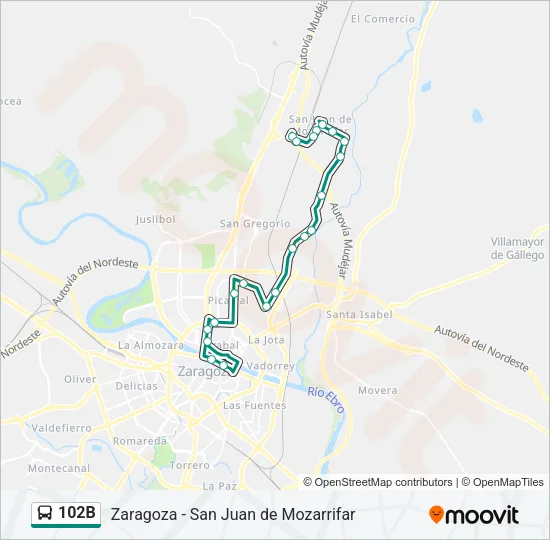 102B Bus Line Map