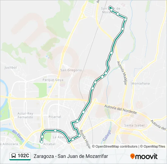 102C Bus Line Map
