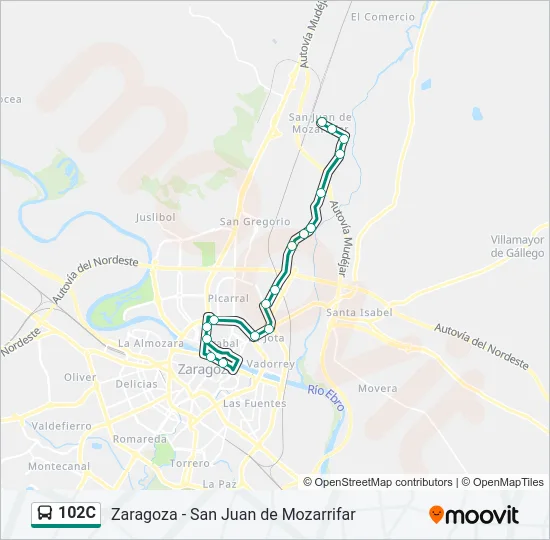 102C Bus Line Map