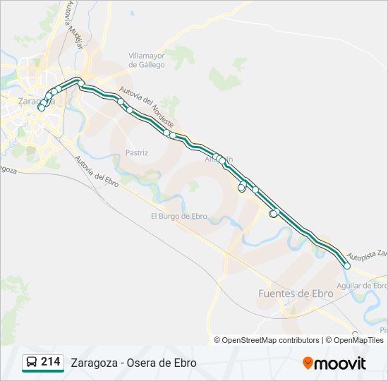 Mapa de 214 de autobús
