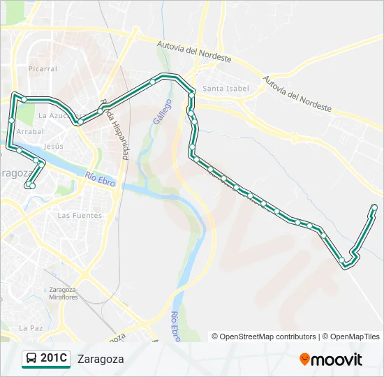 201C bus Mapa de línia
