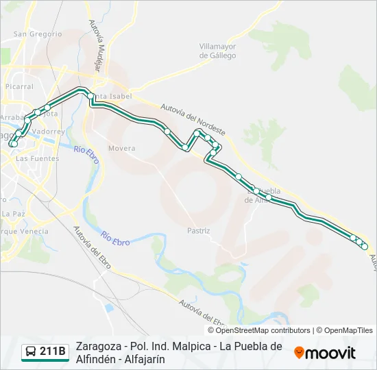 211B Bus Line Map
