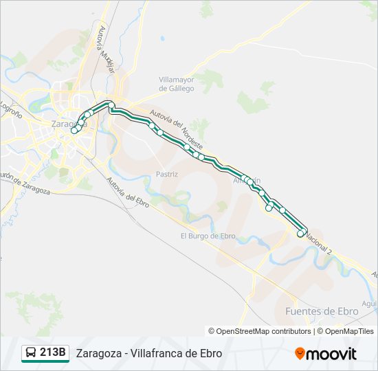 Mapa de 213B de autobús