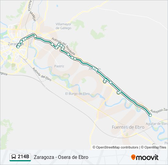 Mapa de 214B de autobús