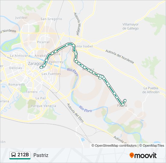 Mapa de 212B de autobús