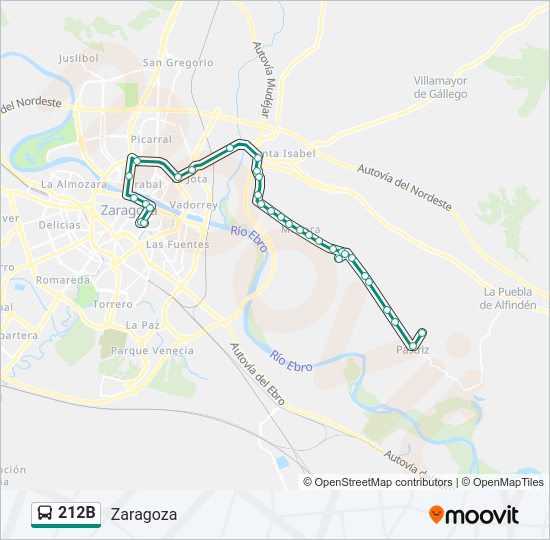 Mapa de 212B de autobús