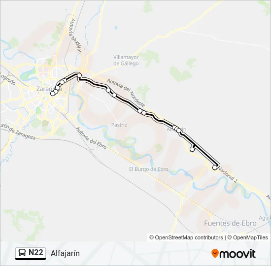 N22 Bus Line Map