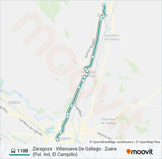 110B Bus Line Map