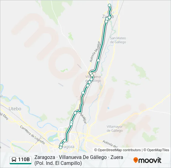 110B Bus Line Map
