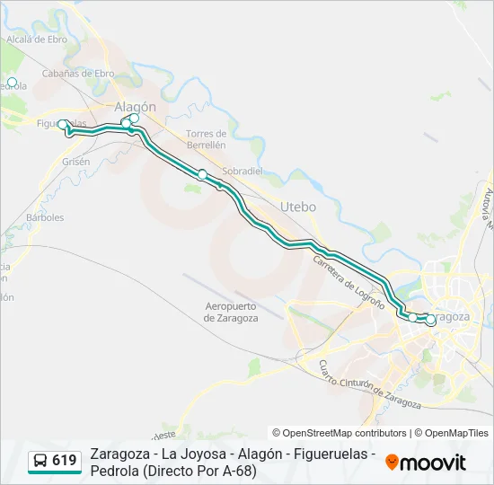 619 Bus Line Map