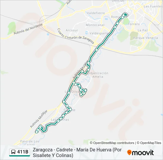 411B Bus Line Map