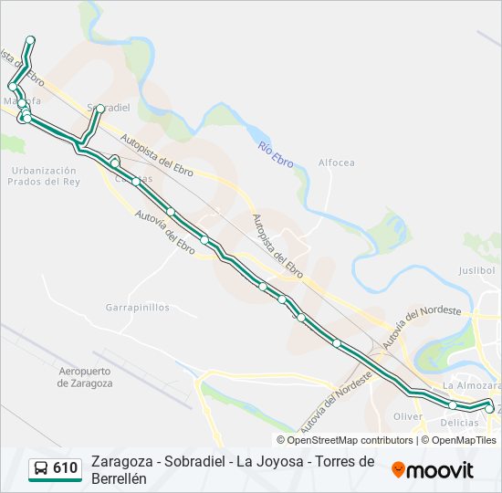 Mapa de 610 de autobús