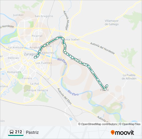 Mapa de 212 de autobús