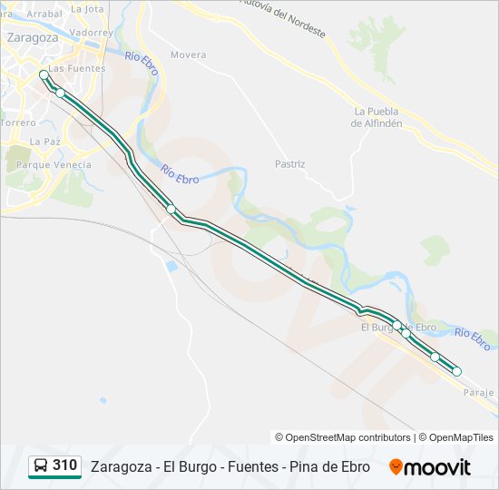 310 bus Mapa de línia