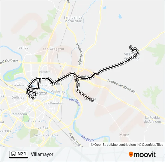 N21 Bus Line Map