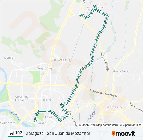 102 bus Mapa de línia