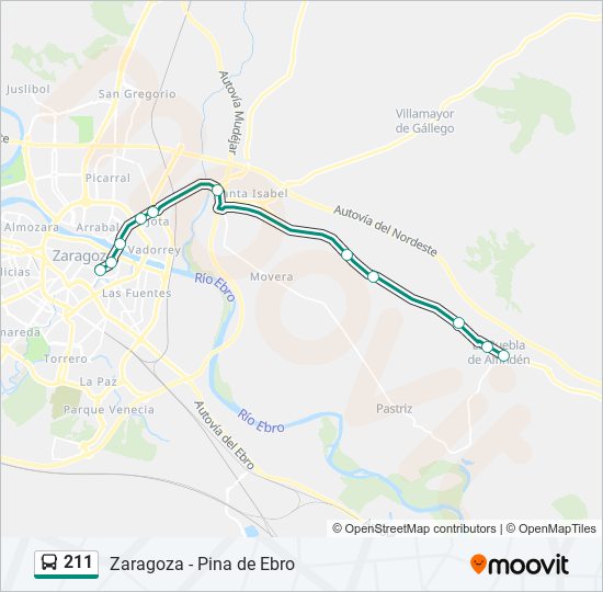 Mapa de 211 de autobús