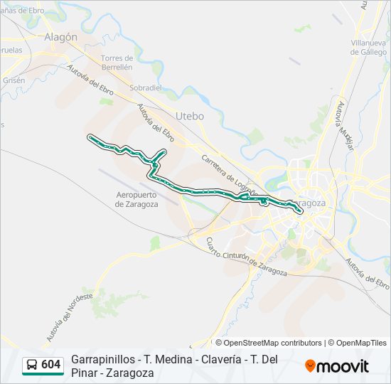 Iniciar sesión cable demandante 604 Ruta: Horaris, Parades i Mapes - Garrapinillos - T. Medina - Clavería -  T. Del Pinar - Zaragoza (Actualitzat)