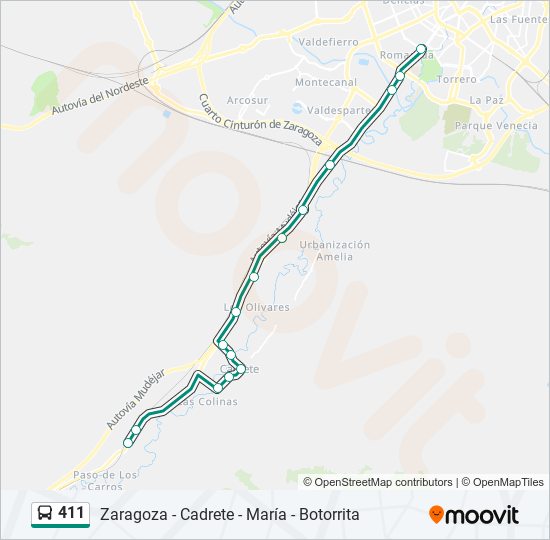 411 bus Mapa de línia