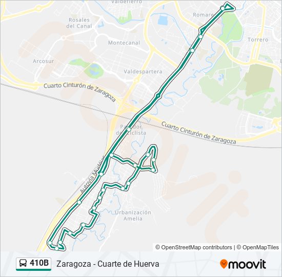 Mapa de 410B de autobús