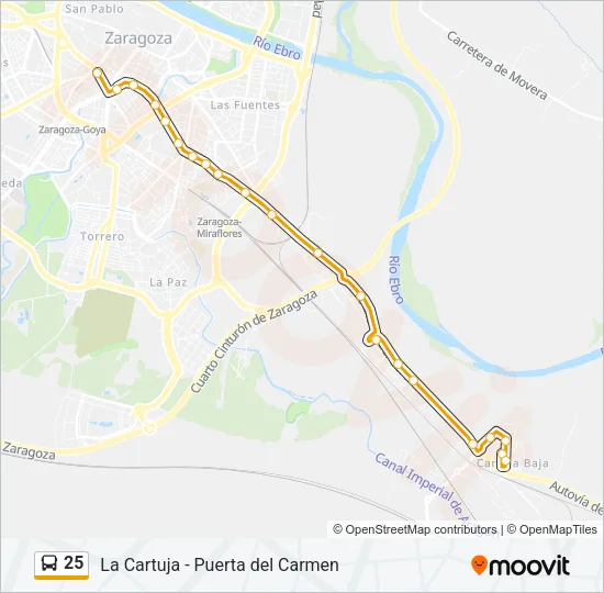 25 Bus Line Map