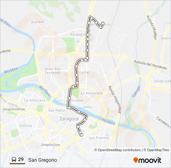 29 bus Line Map