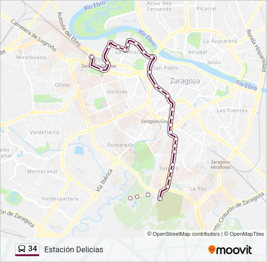 34 Bus Line Map