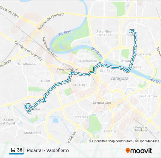 36 Bus Line Map