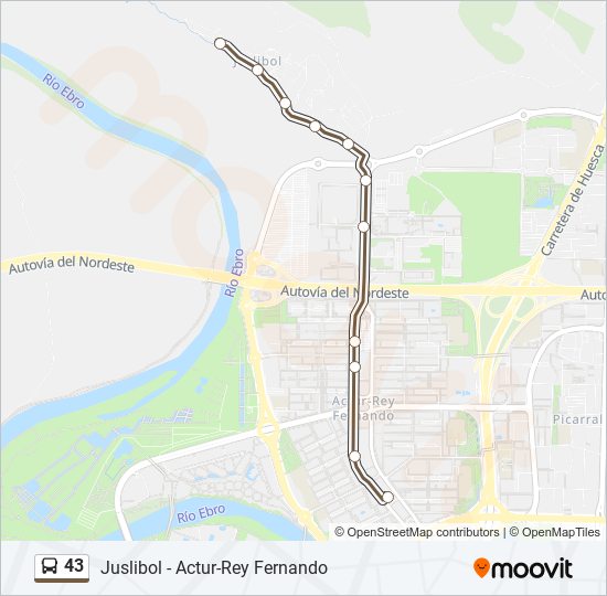 43 bus Line Map