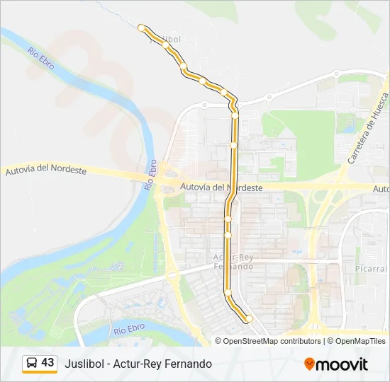 43 Bus Line Map