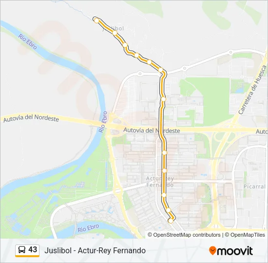 43 Bus Line Map