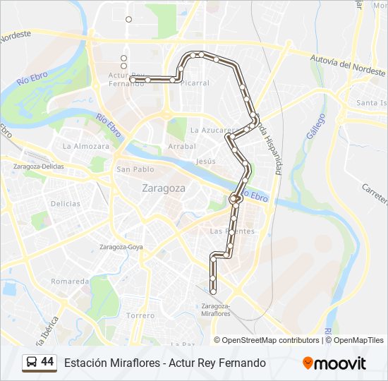 Mapa de 44 de autobús