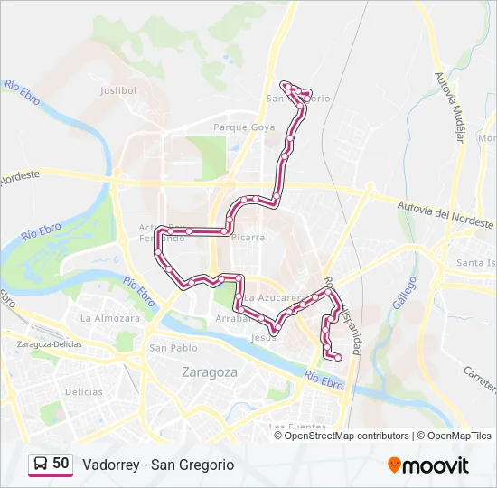 50 Bus Line Map