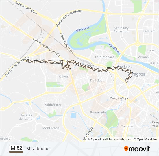 Mapa de 52 de autobús