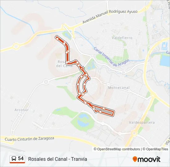 54 Bus Line Map