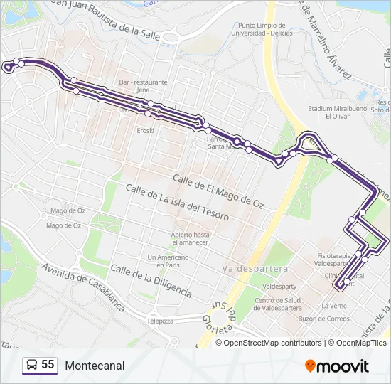 55 Bus Line Map