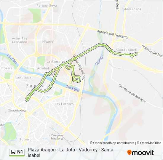 N1 Bus Line Map