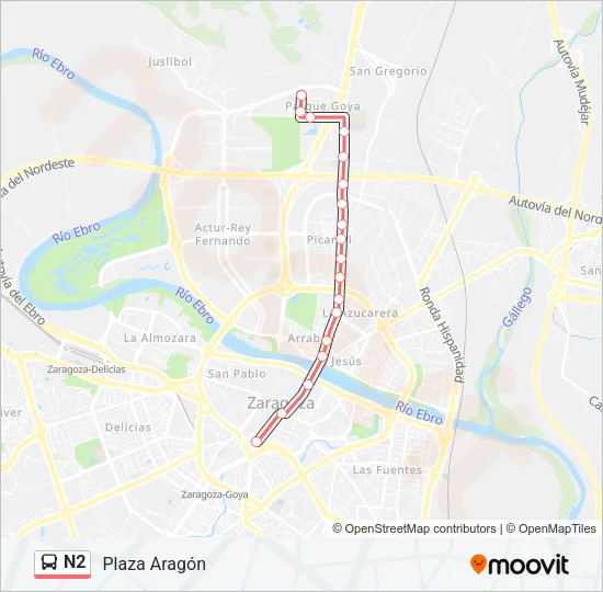 N2 Bus Line Map