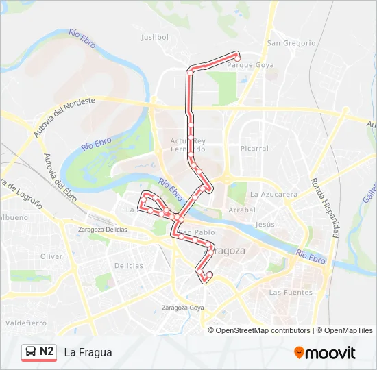 N2 Bus Line Map