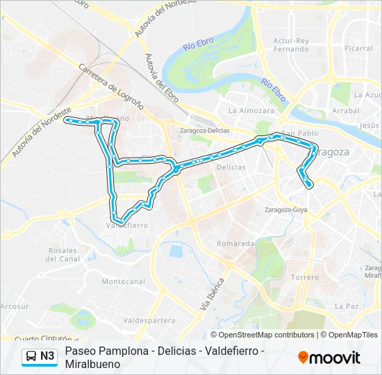 N3 Bus Line Map