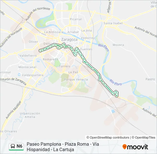 N6 Bus Line Map