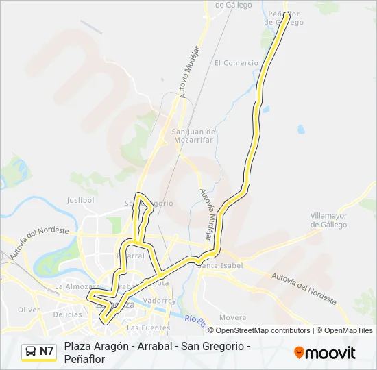 N7 Bus Line Map