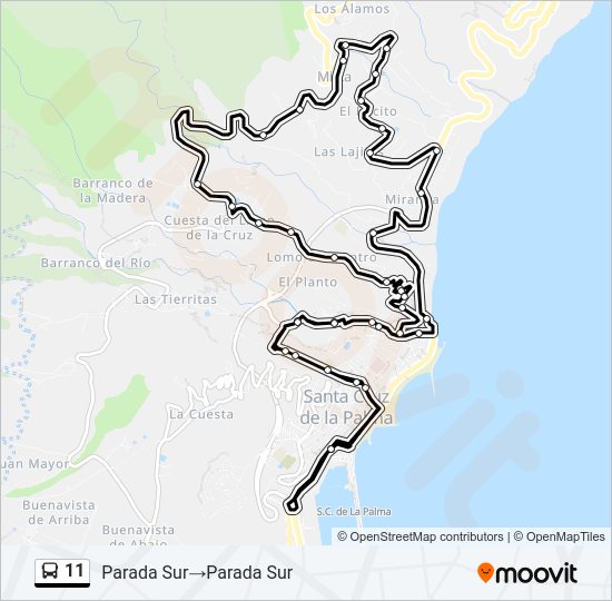 Mapa de 11 de autobús