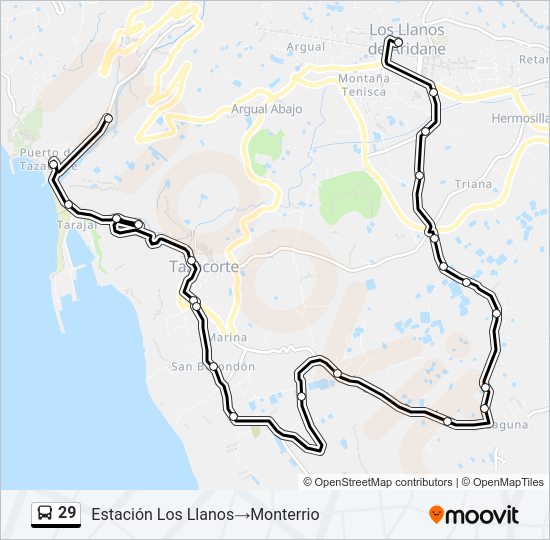 Mapa de 29 de autobús