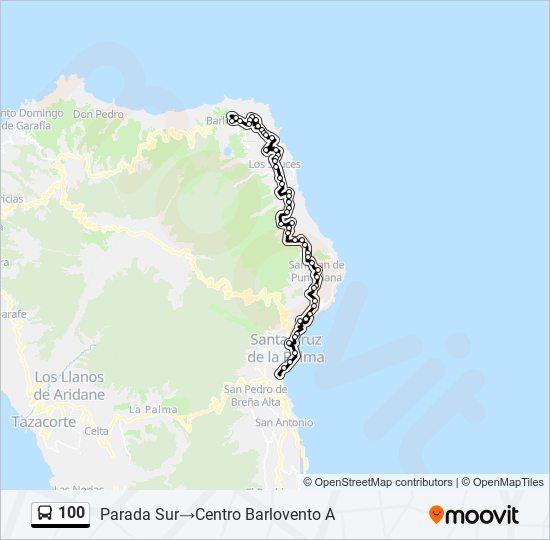 Mapa de 100 de autobús