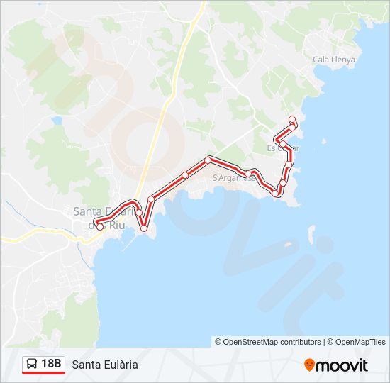 Mapa de 18B de autobús